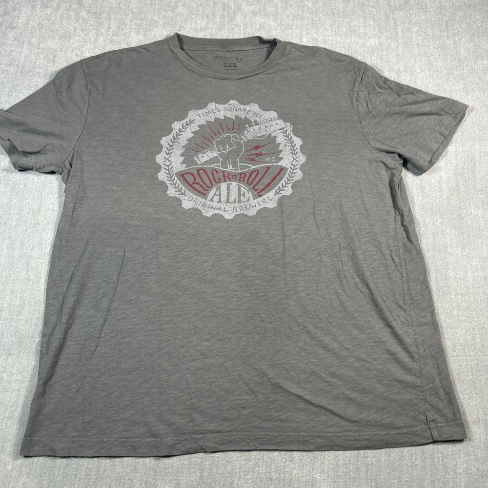 Sonoma Mens XXL Gray Rock N Roll Ale Brewers Times Square NY T-shirt